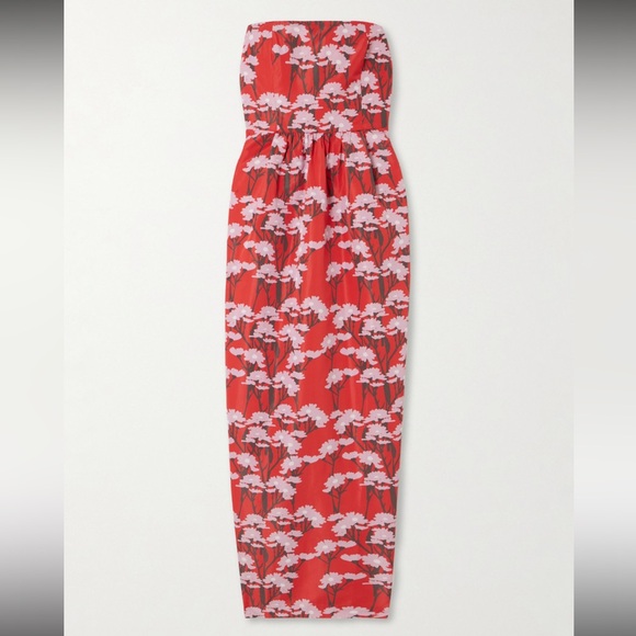 Bernadette Dresses & Skirts - Strapless Red Floral Maxi Dress - Elegant Summer Style